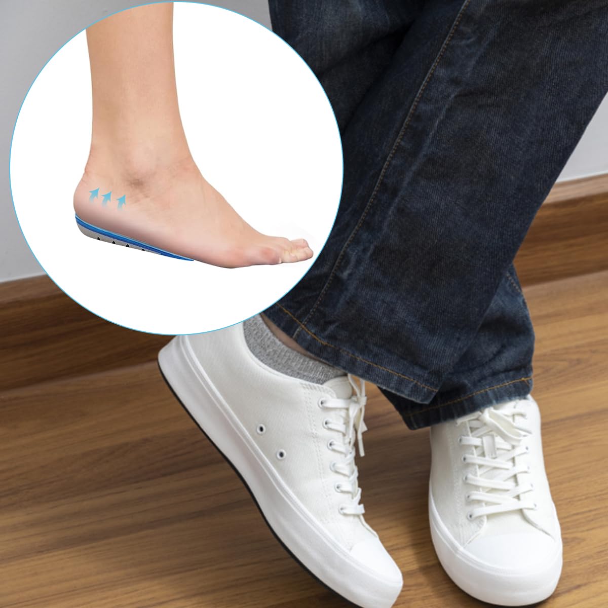 MAYCREATE Heel Lift Inserts for Heel Pain Relief with Massaging Gel Cushion 0.59 in | Silicone Heel Cups for Women and Men