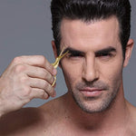 MAYCREATE Nose Hair Trimmer Ear Nose Hair Scissors for Men, Multipurpose Small Beard Scissors, Women Eyelashes Eyebrow Scissors, Safety Blunt Tip for Facial Hair Moustache, with Storage Box (gold)