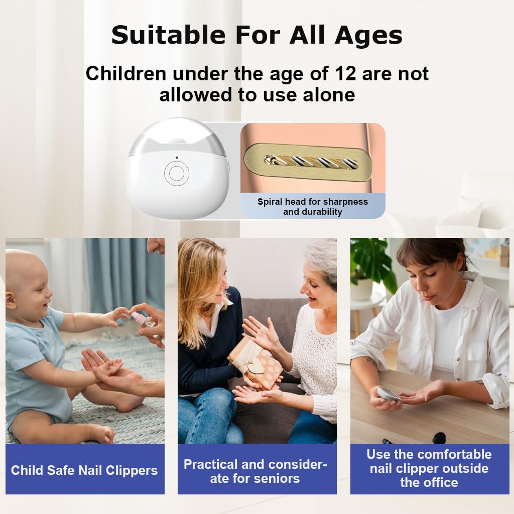 Maycreate Electric Nail Clipper with LED Light featuring 2 Speed Modes and 6.5x6.8cm Size | USB Rechargeable for Safe Trimming