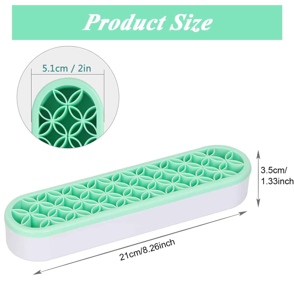 MAYCREATE Makeup Brush Organizer for Dressing Table with 21x5x3.5 cm Multi Slot Silicone Stand | Space Saving Green Storage and Drying Holder