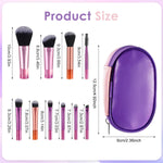 MAYCREATE Travel Makeup Brush Set 10pc with Short Handles and Synthetic Bristles | Zipper Pouch