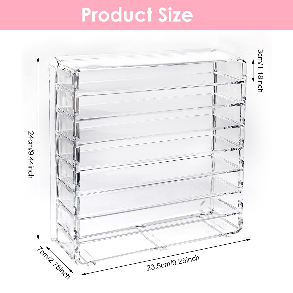 MAYCREATE Makeup Organizer for Vanity with 8 Section Dividers and Clear Acrylic Design | 23.5 x 24.5 x 7 cm Countertop Storage