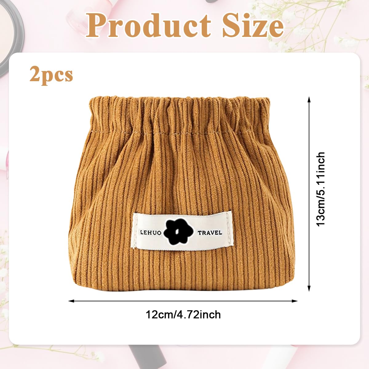 MAYCREATE Small Makeup Pouch for Travel with Spring Loaded Opening 13x5x12cm Corduroy Set