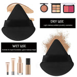 MAYCREATE Facial Headband for Women Skincare Headband and Wrist Band 7Pcs Set for Face Wash, Puffy Spa Headband Hair Band for Makeup with Scrunchies & Powder Puffs - Black