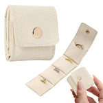 MAYCREATE Jewelry Organizer Pouch for Travel with 4 Compartments and Snap Closure | Beige PU Case