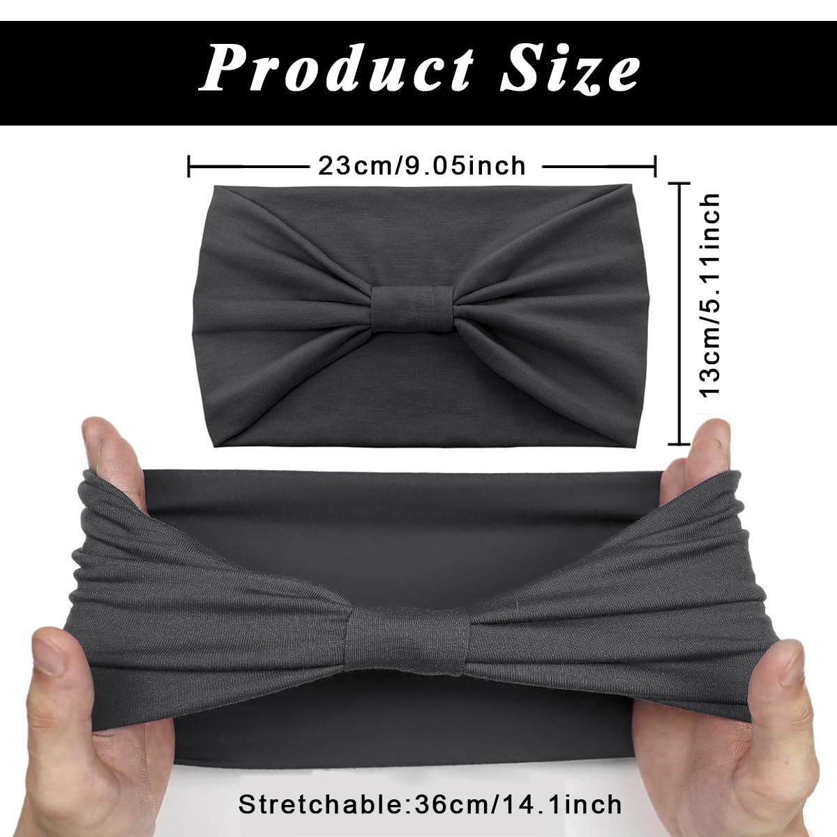 MAYCREATE Wide Headband for Women featuring 9×7 in Stretch Fit and 3 Cotton Colors | Yoga & Fitness