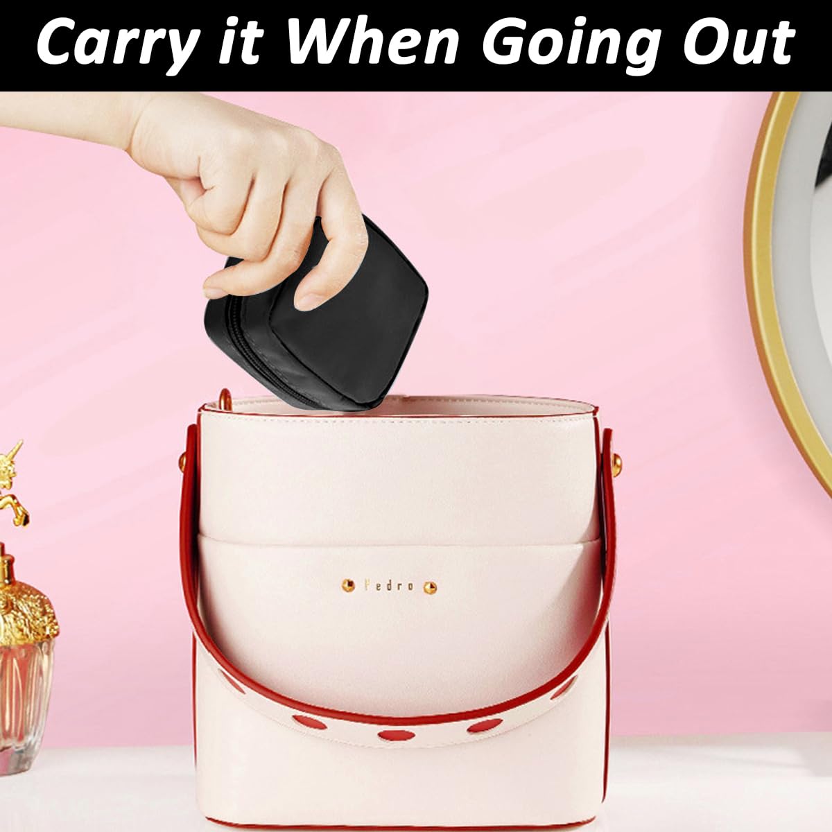 MAYCREATE Mini Lipstick Pouch Cosmetic Bags for Women, Cute Makeup Pouches for Women, 3.9''x3.9'' Small Coin Purse, Waterproof Zipper Travel Makeup Organizer Pouch with Handstrap