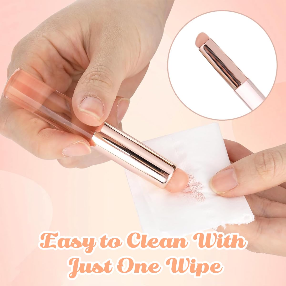 MAYCREATE 2pcs Silicone Lip Applicator Silicone Lip Brush Lip Balm Lipstick Applicator with Dustproof Cap for Lipstick, Lip Gloss, Lip Tint, Lip Mask, Concealer Applicator - Pink