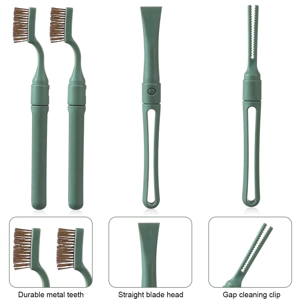 MAYCREATE Hair Brush Cleaning Tool Comb Cleaning Brush Hair brush Cleaner Comb, 5-in-1 Hair Brush Cleaning Tool, Hair Brush Remover Rake for Removing Hair Dust,Home and Salon Use(Green)