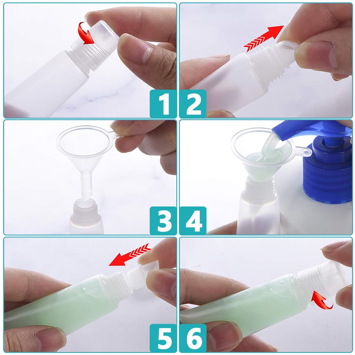 MAYCREATE 50pcs Clear Lip Gloss Tubes Set, 10ml Empty Lip Balm Containers with Caps, Syringes & Labels Kit, Plastic Soft Squeeze Tubes for DIY Cosmetic Sample Pigment Powder (Sample Not Included)