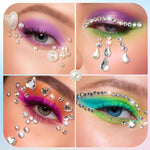 MAYCREATE Face Rhinestones for Makeup with Self Adhesive Design and Tweezer | Assorted Shapes