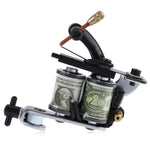 MAYCREATE Tattoo Machine Set for Beginner 2 Machine Gun Pigment Tips Power Supply Set 5 Needle(Silver and Black)