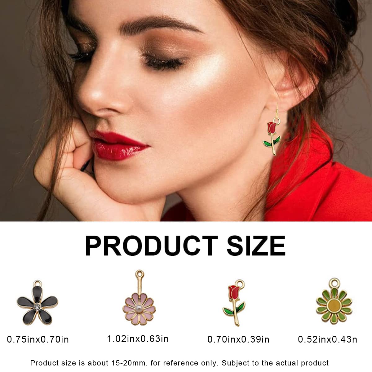 MAYCREATE 60pcs Assorted Gold Plated Enamel Pendants, Floral Themed Flower Charms for Jewelry, Bracelet, Earring, Necklace, Keychain DIY Jewelry Accessories Charms