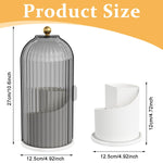 MAYCREATE Makeup Brush Holder for Vanity with 360° Rotatable 3 Grid Design | Grey Plastic Organizer 12.2×27 cm