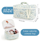 MAYCREATE Makeup Organizer Bag for Travel with Handle 25x15x16cm featuring Floral Cotton Design