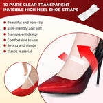 MAYCREATE 10 Pairs Transparent Invisible High Heel Shoe Straps Women Elastic Shoe Laces Anti Loose Shoelace Belt Ankle Straps for Holding Loose High Heel
