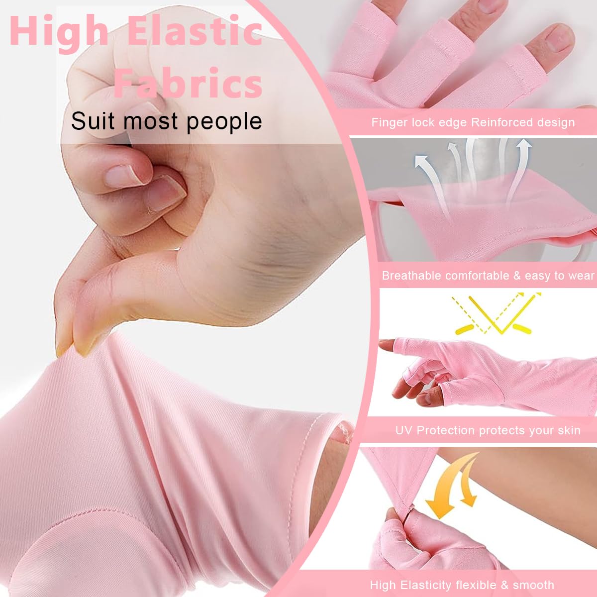 MAYCREATE Anti UV Gloves for Gel Nail Lamp with UPF 50+ Protection and Stretchy Spandex | Pack of 2