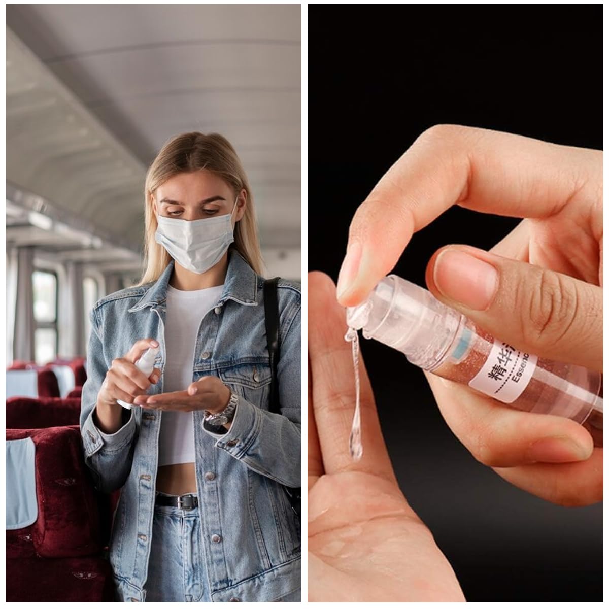 MAYCREATE Travel Bottles for Toiletries with Leak Proof Airless Pump | 4Pcs 10ml Refillable Set