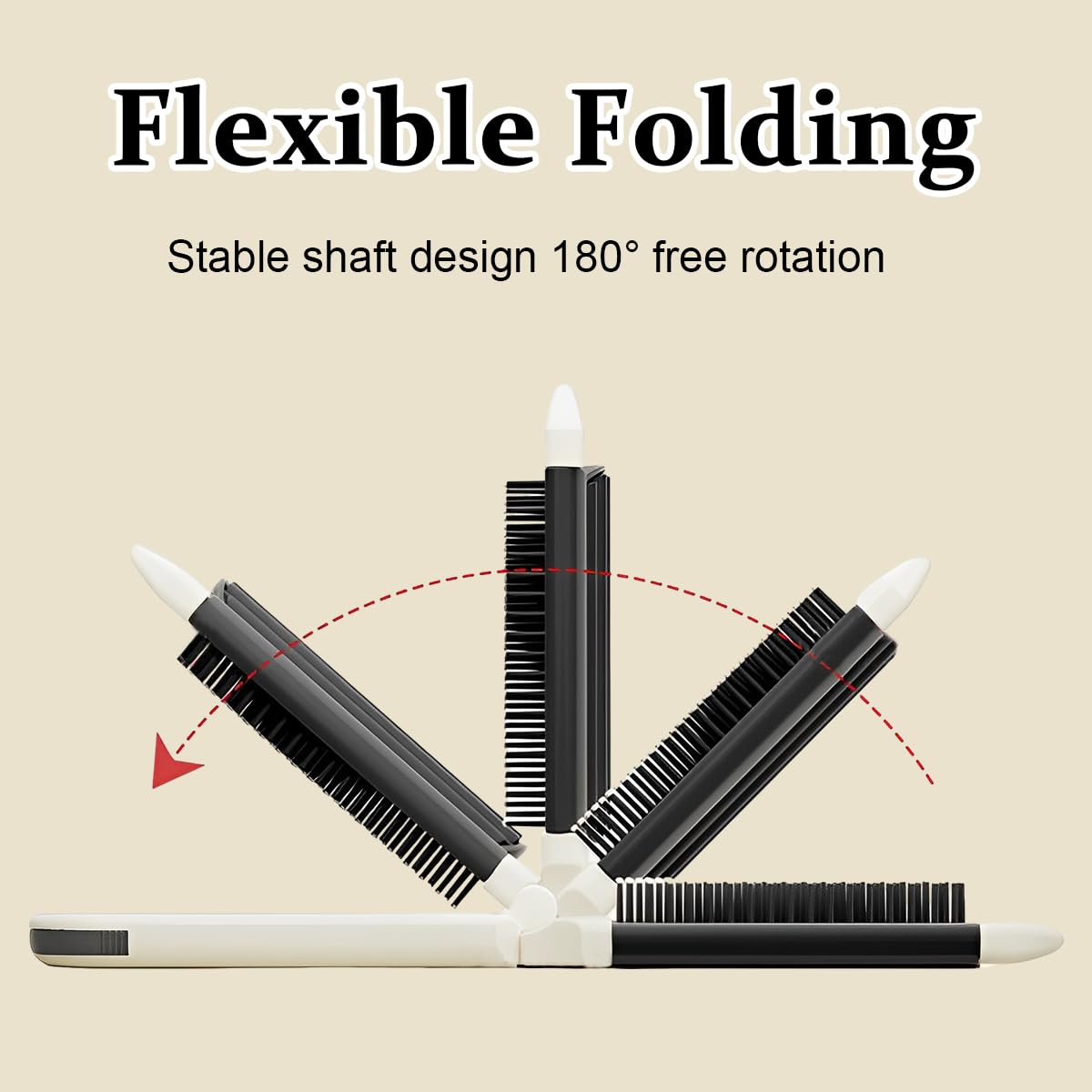 MAYCREATE Hair Brush with Mirror, Foldable Comb for Women, Cute Cartoon Portable Travel Hair Comb with Mirror, Folding Soft Bristles Hair Brush for Women Girls