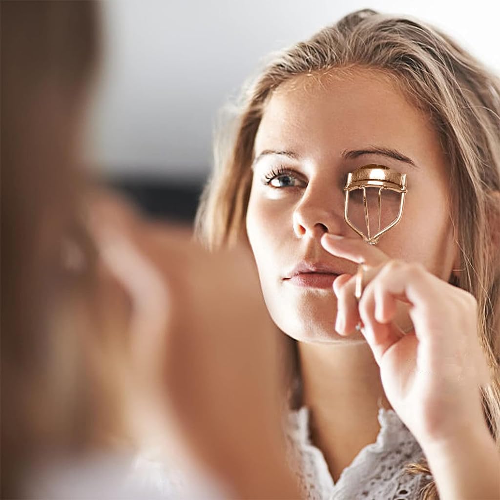 MAYCREATE Eyelash Curler Kit for Women with 6 Refill Pads and Ergonomic Metal Design | Includes Folding Lash Comb