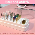 MAYCREATE 2 in 1 Nail Drill Bits Organizer Case with Nail Drill Bits Cleaning Brush, 30 Holes Dustproof Nail Art Drill Bits Stand with Lid Nail Drill Bits Storage Box with Intergrated Cleaning Brush