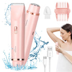 MAYCREATE Electric Shaver for Women 2 In 1 Dual Head Electric Razor USB Cordless Hair Trimmer Shaver IPX7 Waterproof Wet & Dry Use Painless Bikini Trimmer for Bikini Lines, Face Hair, Legs, Under Arm