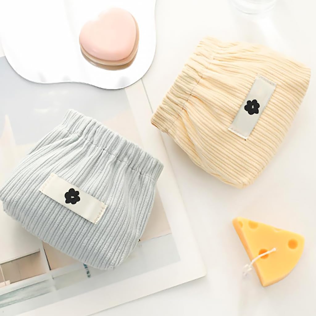 MAYCREATE Corduroy Storage Pouch for Travel and Daily Use featuring Easy Squeeze Open | 4pcs 13x5x12cm Makeup Coin Jewelry Organizer