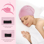 MAYCREATE Silk Bonnet for Hair Women Satin Hair Cap for Sleeping Soft Satin Hair Bonnet Fashion Adjustable Satin Bonnet Shower Cap Silk Hair Wrap Bonnet for Curly Hair - Pink