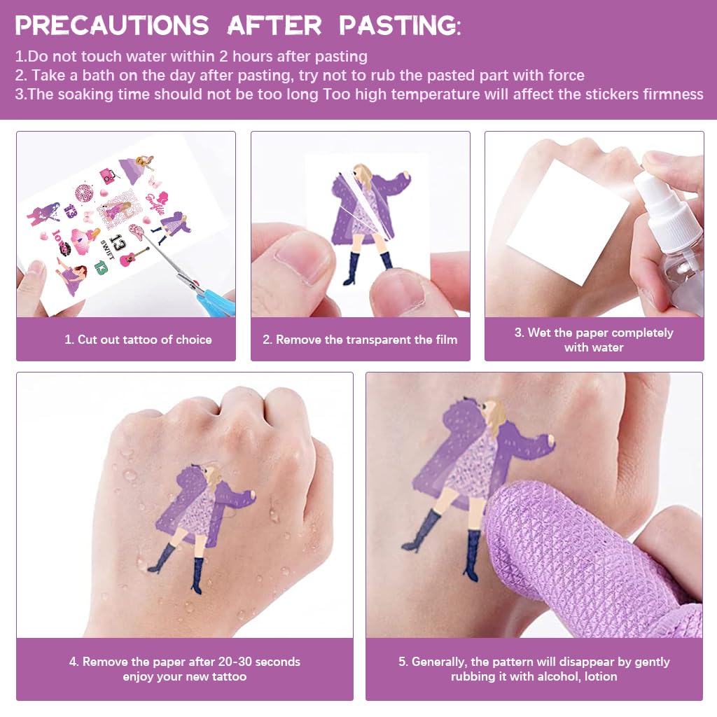 MAYCREATE Fans Tattoo Stickers Fashion Album Stickers S wift 'Eras 'World Tour Illustration Stickers Skin Stickers Face Stickers