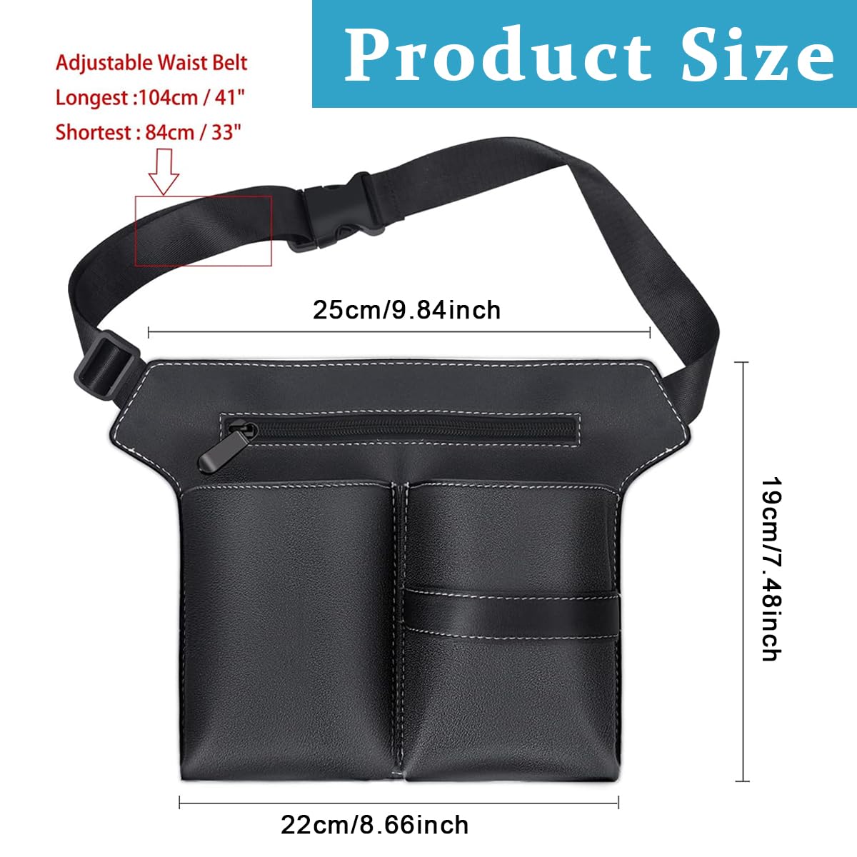 MAYCREATE Hairdresser Scissor Bag, PU Leather Barber Waist Pouch, Professional Hairdressing Storage Holster with Adjustable Waist Belt, Hair Salon Scissor Storage Waist Bag for Scissors, Tools, Clips
