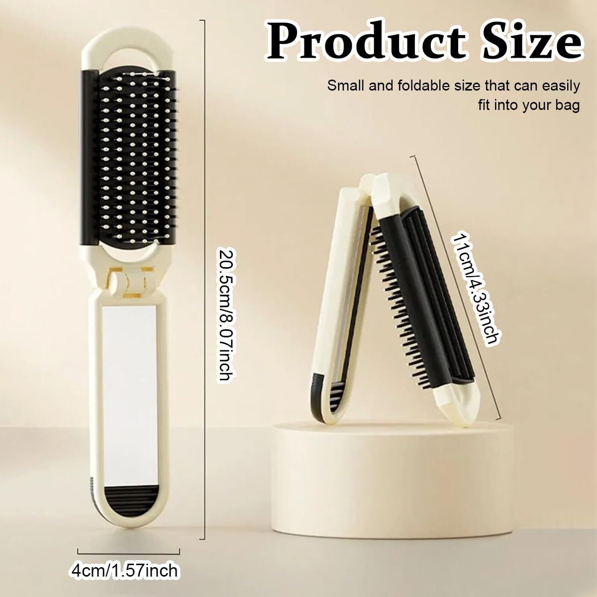 MAYCREATE Hair Brush with Mirror, Foldable Comb for Women, Cute Cartoon Portable Travel Hair Comb with Mirror, Folding Soft Bristles Hair Brush for Women Girls