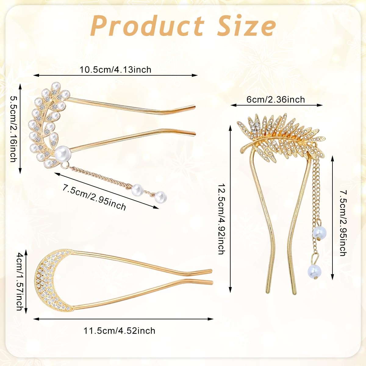 MAYCREATE Hair Pins for Elegant Updos with 3pcs 4.72 in U Shape Acrylic Design | Women Styling