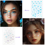 MAYCREATE Face Stickers for Makeup and Hair with 14 Sheets of 3D Crystal Butterflies | Self-Adhesive Acrylic Rhinestones for DIY Crafts and Festivals
