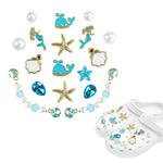 MAYCREATE® Ocean-Themed Shoe Charms Set Mermaid, Whale, Starfish & Seashell Clog Charms with Crystal & Pearl Accents, Cute Beach Croc Charms Accessories for Sandals, Clogs