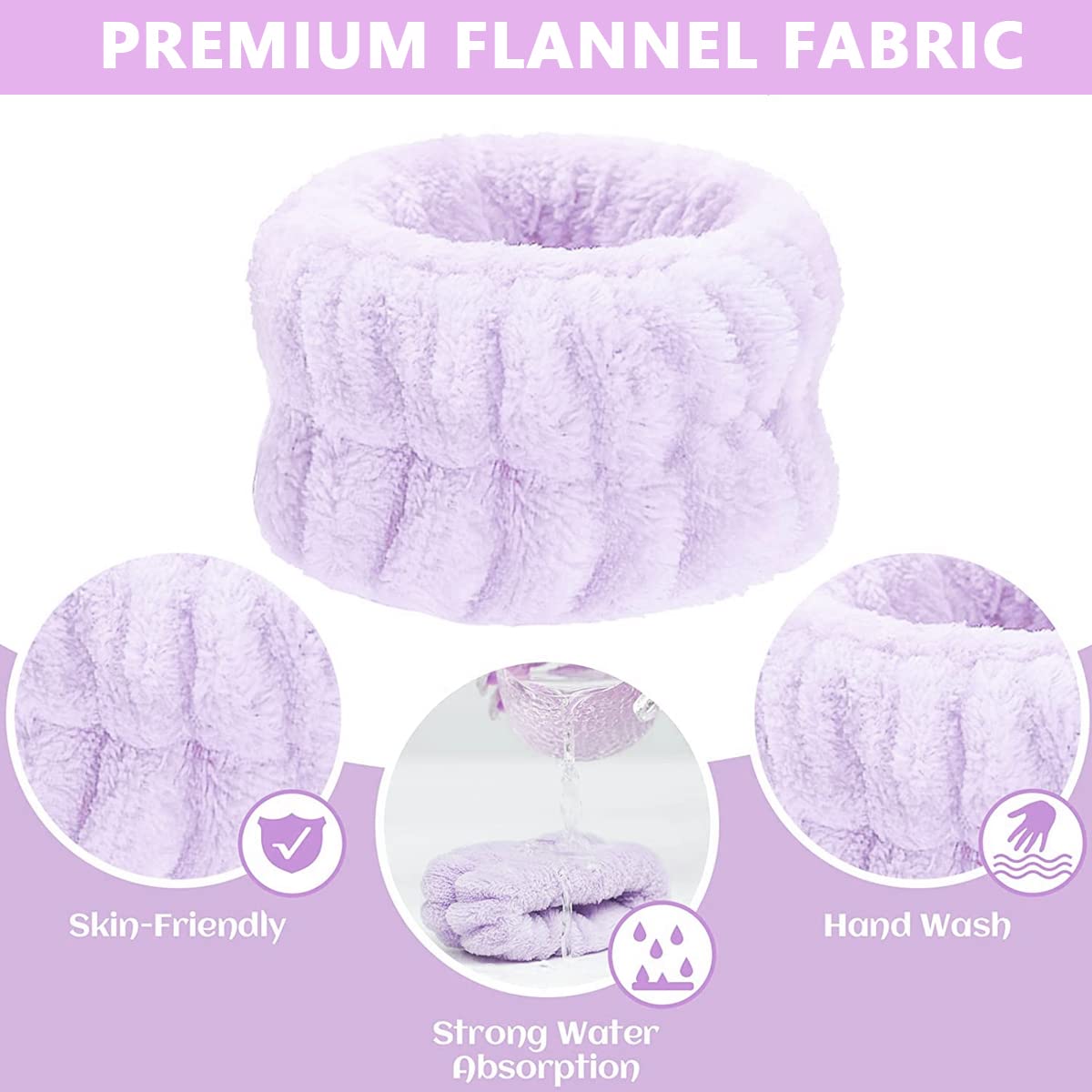 MAYCREATE Spa Wrist Band Set for Face Wash and Fitness with 2 Pairs in Purple and Gray | Super Absorbent for Women and Girls