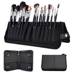 MAYCREATE Makeup Brush Holder Bag Travel Portable Makeup Brush Organizer Case Foldable Zipper Cosmetic Brush Storage Pouch Stand with 29 Elastic Pockets (Black)