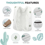 MAYCREATE Makeup Pouch Bag for Travel with Lipstick Slots 17x11.5x5cm Waterproof Polyester | Cactus Print Toiletry Organizer for Women