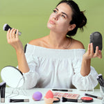 MAYCREATE Makeup Brush Set for Travel with 10Pcs Short-Handle Brushes & Zipper Pouch