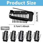 MAYCREATE 10Pcs Chunni Clips with Safety Pins, Snap-on Dupatta Pin Hijab Pins Stainless Steel Wig Clips for Headscarf or Hair Extensions - Black