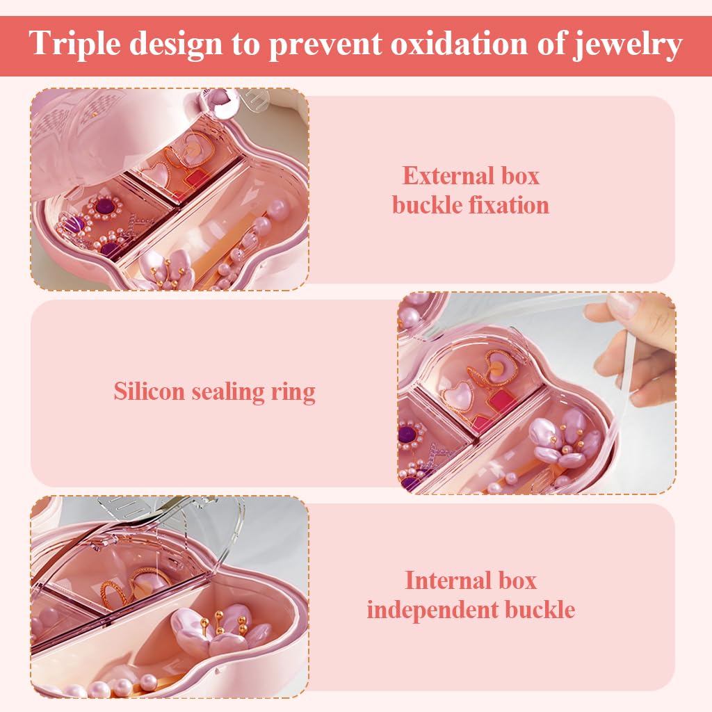 MAYCREATE 1Pc Mini Jewelry Travel Case for Women, Clouded Shaped Earring Box, Trinket Boxes, Portable Small Earrings Box Rings Storage Box for Women Girl Men Small Necklace Rings Earrings, Pink