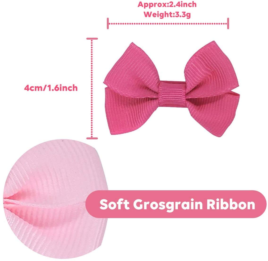 MAYCREATE 20 Hair Clips Mini Hair Bow Grosgrain Ribbon Hair Bows with Alligator Clips for Baby Girls Toddlers Kids, 20 colors(2.4 Inch)