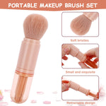MAYCREATE Makeup Brush Set, 4 In 1 Portable Travel Blending Powder Foundation Brush, Lip Brush, Highlight Brush, Eyeshadow Brush, Retractable Mini Facial Cosmetic Brush Kit (Nude)