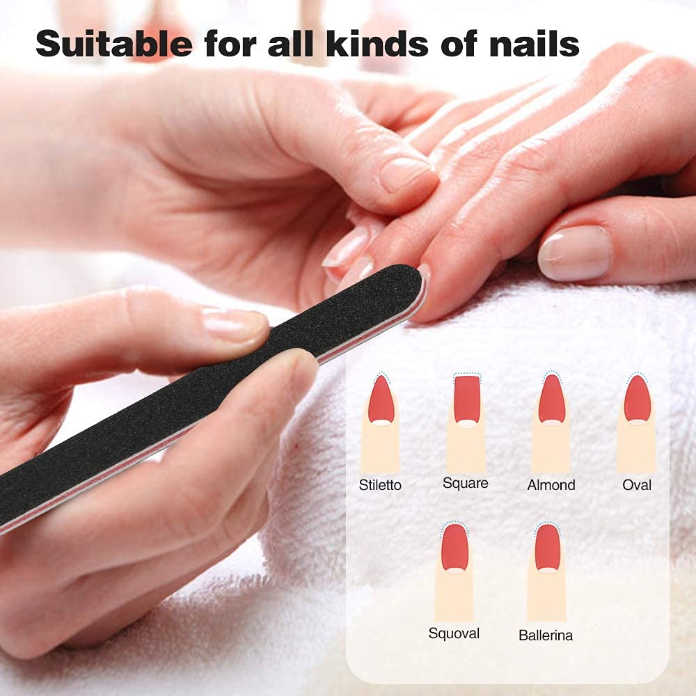 MAYCREATE Nail Filer and Buffer Set Professional Double Sided Emery Nail Buffer Strips Manicure Tools Kit, 100/180 Grit Nail Art Care Buffer Block for Home Salons Use