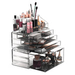 MAYCREATE Dressing Table Organizer Desk Organizer Set of 3Pcs Stackable Makeup Organizer Stylish Transparent Acrylic Desk Organizer for Makeups Tools, Lipsticks, Scrapbooking, Stationeries