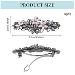 MAYCREATE Hair Clips for Women featuring Floral Rhinestone Design 3.1 in Set of 4 | Metal Barrettes