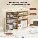 MAYCREATE Desk Organizer for Makeup and Stationery featuring Triple Drawer System | 23.2x11x19.4 cm Multi‑Compartment Storage Box