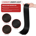 MAYCREATE Hair Extensions for Women with 7 Clip Pieces 22 in Straight Synthetic Fiber | Natural Black Seamless Volume