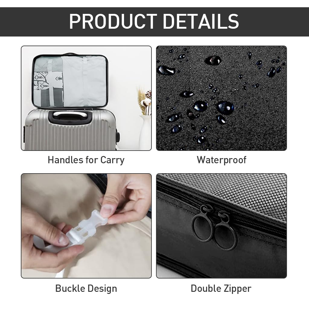 MAYCREATE 8 Pcs Women Travel Packing Organizers, Travel Packing Cubes for Suitcase Set Luggage Organizers for Suitcase Lightweight Travel Essential Bag with Large Toiletries Bag for Clothes Shoes