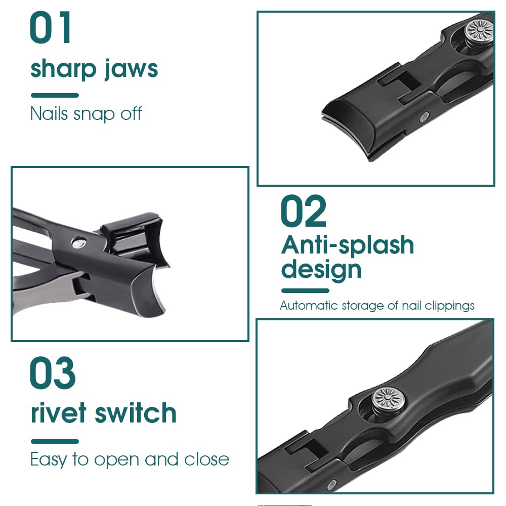 MAYCREATE Nail Cutter For Men Stainless Steel Nail Clippers with Leather Cover Toenail Clippers Wide-Opening Sharp Jaws for Thick Nails, Professional Nail Trimmer