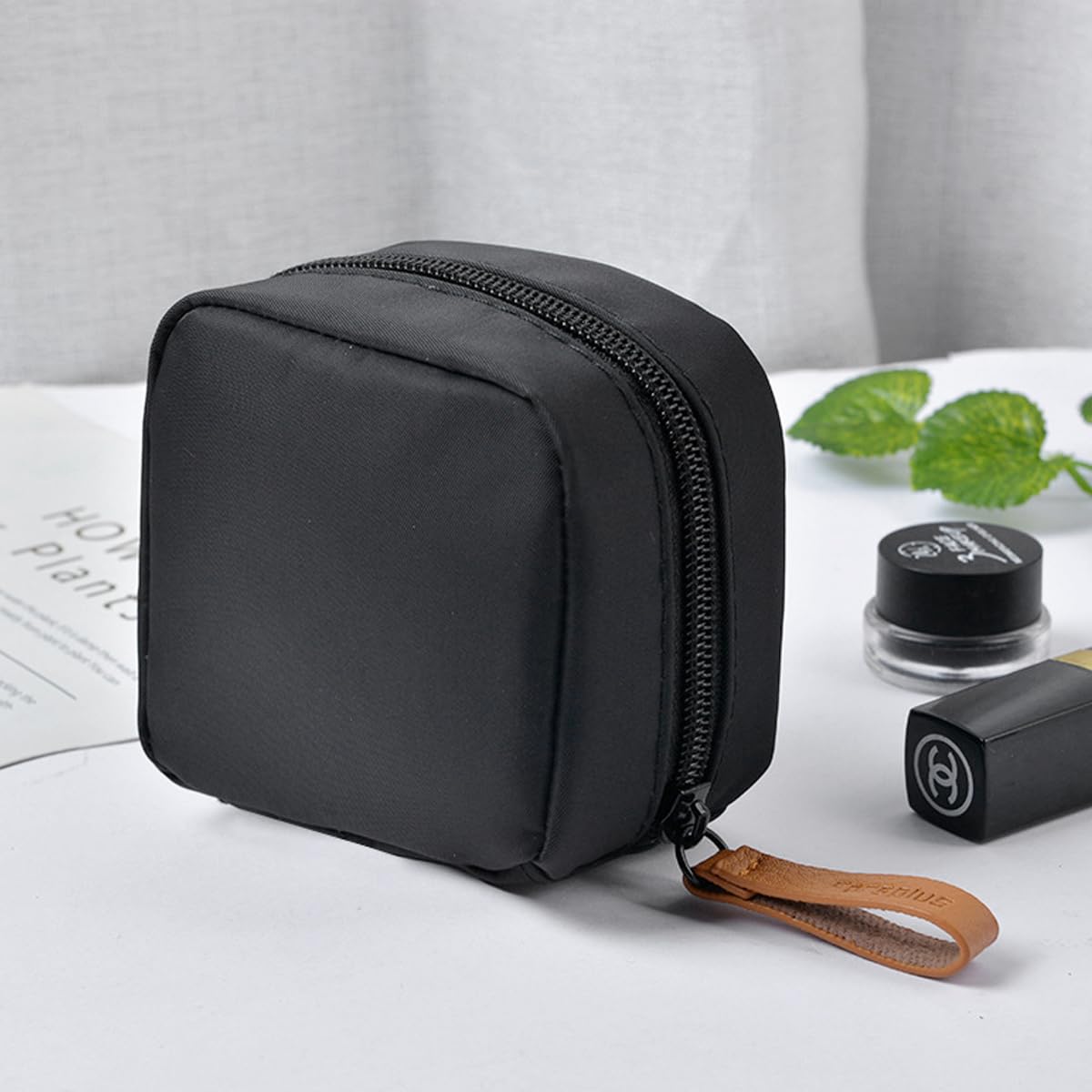 MAYCREATE Mini Lipstick Pouch Cosmetic Bags for Women, Cute Makeup Pouches for Women, 3.9''x3.9'' Small Coin Purse, Waterproof Zipper Travel Makeup Organizer Pouch with Handstrap